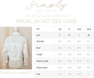 Classic Custom White Fringe Bridal Jacket