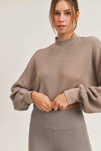 Waffle Knit Crop Top - Mocha