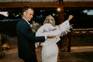 Classic Custom White Fringe Bridal Jacket